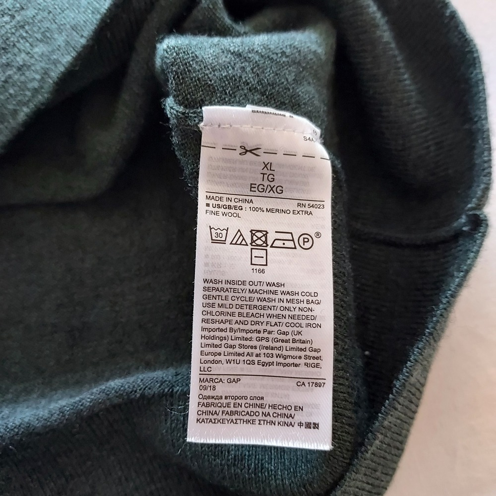 Gap Womens XL Extra Fine Merino Wool Crewneck Sweater Olive Green Lightweight - Picture 6 of 7